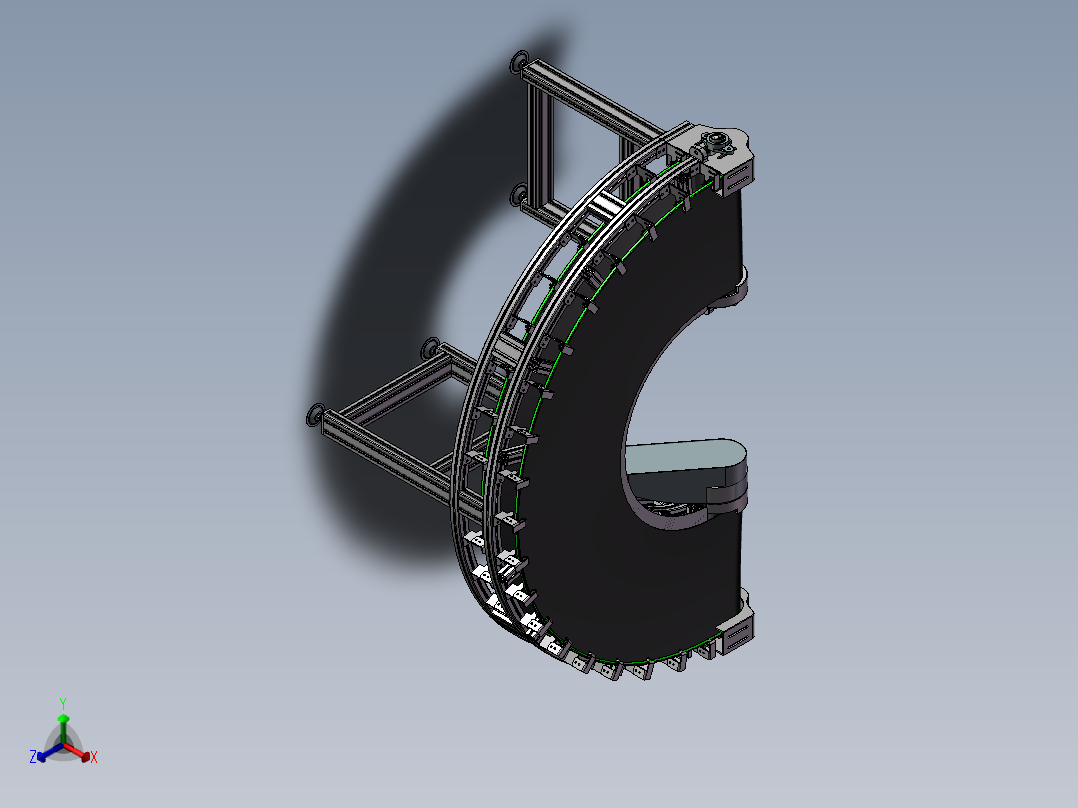 10套转弯皮带输送线3d图纸90度180度弧形输送机 拐弯输送线3d模型正等轴测图