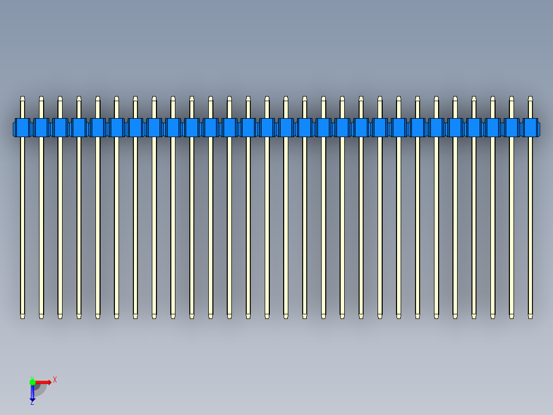 彩色公头100mil（2.54mm）系列-DS1021_blue_1x28p_100mil_Type43_rev1.0俯视图