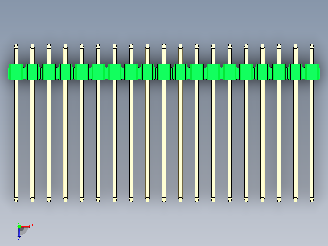 彩色公头100mil（2.54mm）系列-DS1021_green_3x19p_100mil_Type19_rev1.0俯视图