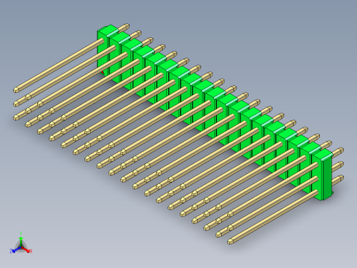 彩色公头100mil（2.54mm）系列-DS1021_green_3x19p_100mil_Type19_rev1.0正等轴测缩略图