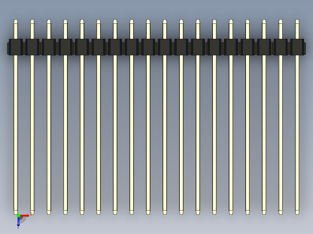 彩色公头100mil（2.54mm）系列-DS1021_black_1x18p_100mil_Type43_rev1.0俯视图