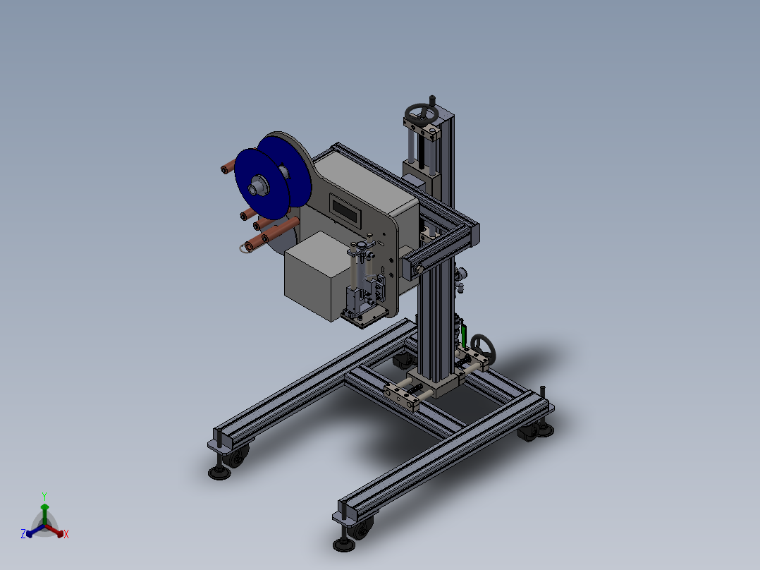 在线单体式即打即贴贴标机正等轴测图