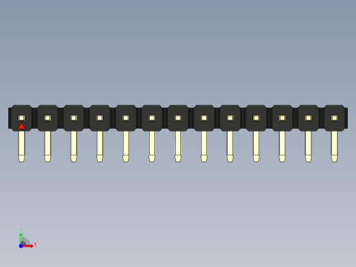 彩色公排针 100mil 2.54mm 系列-DS1022_black_1x13p_100mil_TypeD_rev1.0前视缩略图