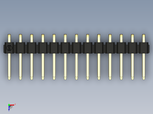 彩色公排针 100mil 2.54mm 系列-DS1022_black_1x13p_100mil_TypeD_rev1.0俯视缩略图