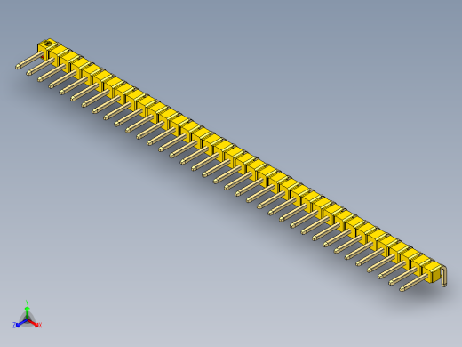 彩色公排针 100mil 2.54mm 系列-DS1022_yellow_1x36p_100mil_TypeD_rev1.0