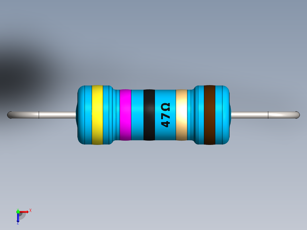 电容器 二极管 电阻器-Resistor 47 Ohm 1 Watt俯视图