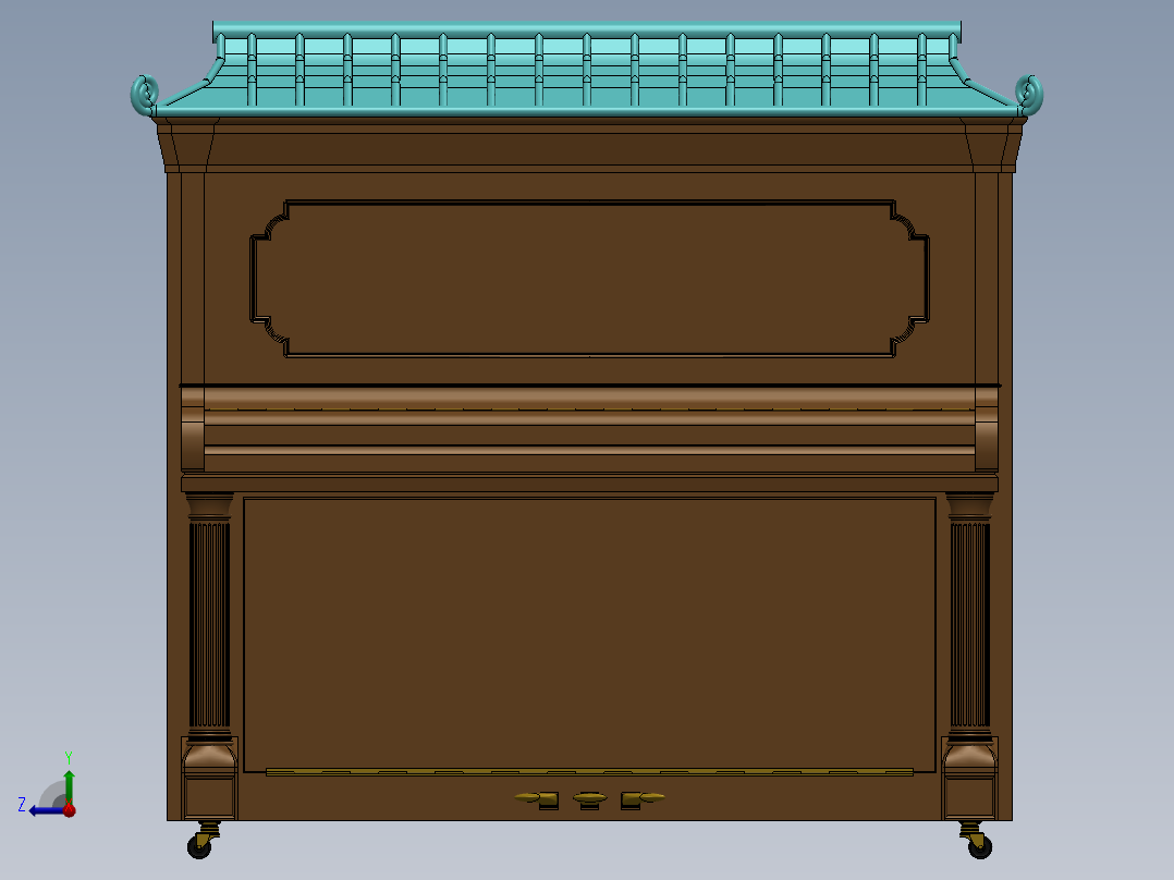 立式钢琴右视图