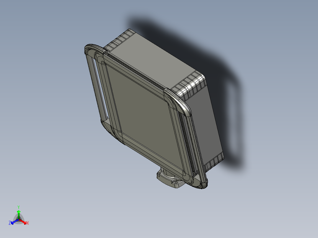 向上可旋转箱底座+控制箱正等轴测图