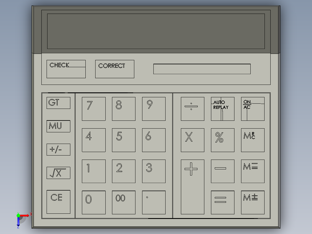 西铁城计算器俯视图
