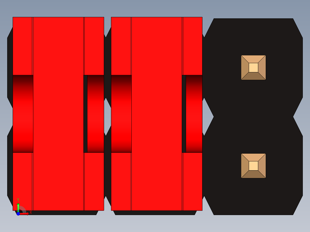 带跳线的排针-pinheader 2x3 and 2 jumpers pullback前视图