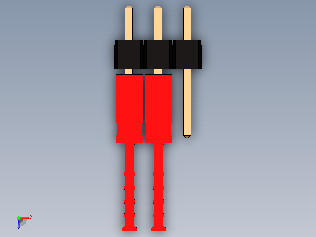 带跳线的排针-pinheader 2x3 and 2 jumpers pullback俯视图