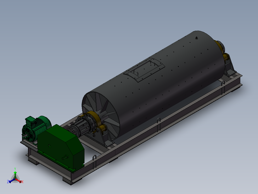 球磨机正等轴测图