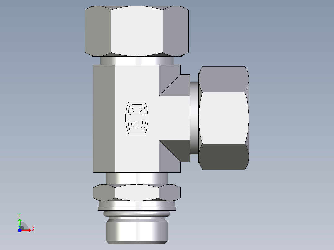卡套式工业通用硬管接头EO_Adjustable_locknut_run_tee_LEE18ZLMORCF前视图
