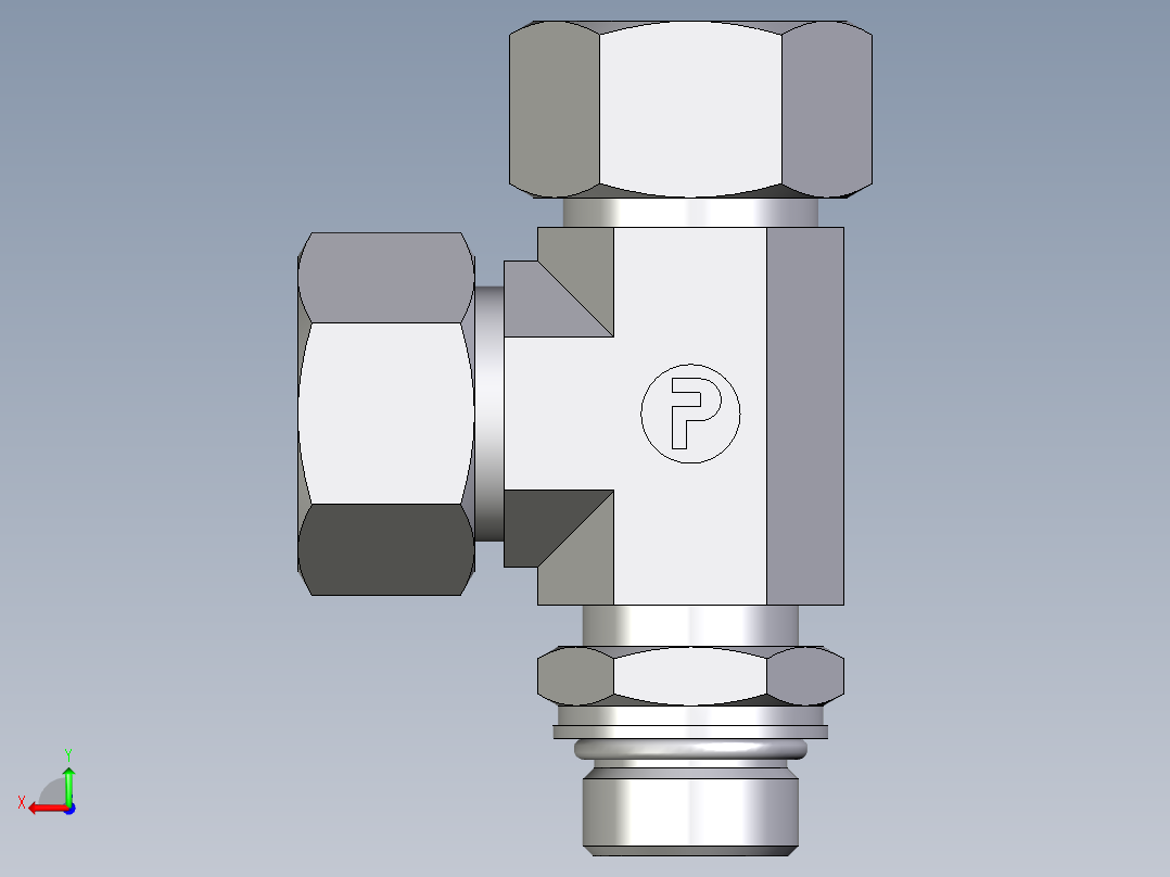 卡套式工业通用硬管接头EO_Adjustable_locknut_run_tee_LEE18ZLMORCF后视图