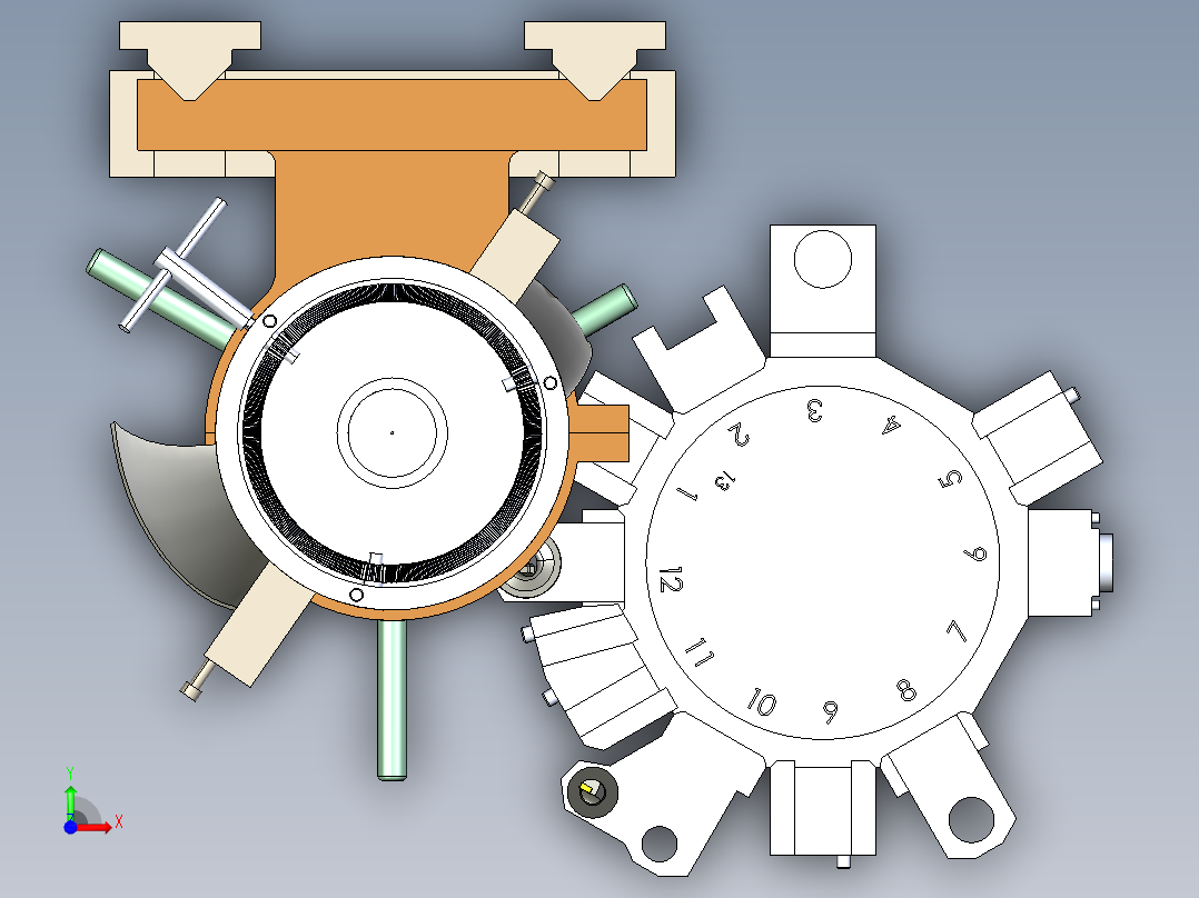 叶片车床带刀塔夹具前视图