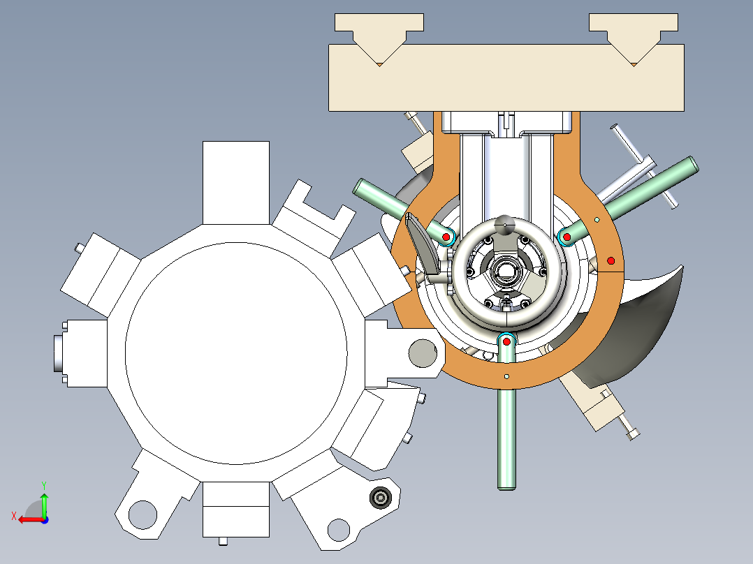 叶片车床带刀塔夹具后视图
