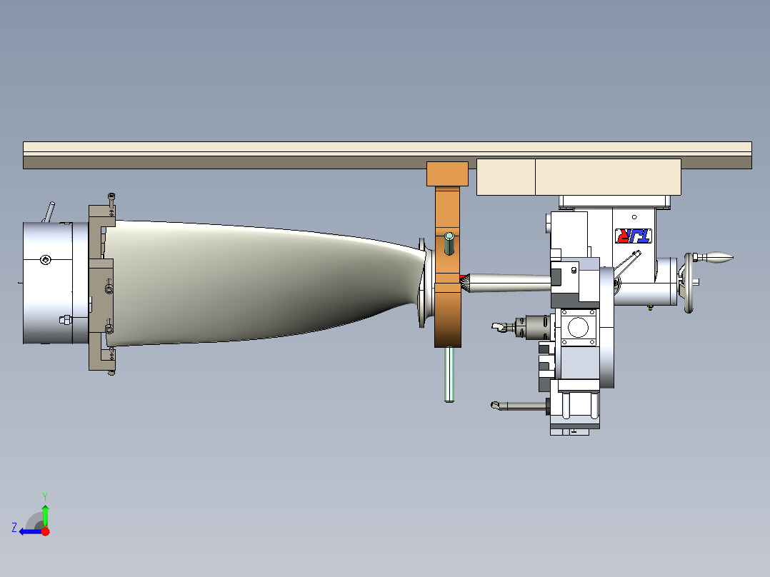 叶片车床带刀塔夹具右视图