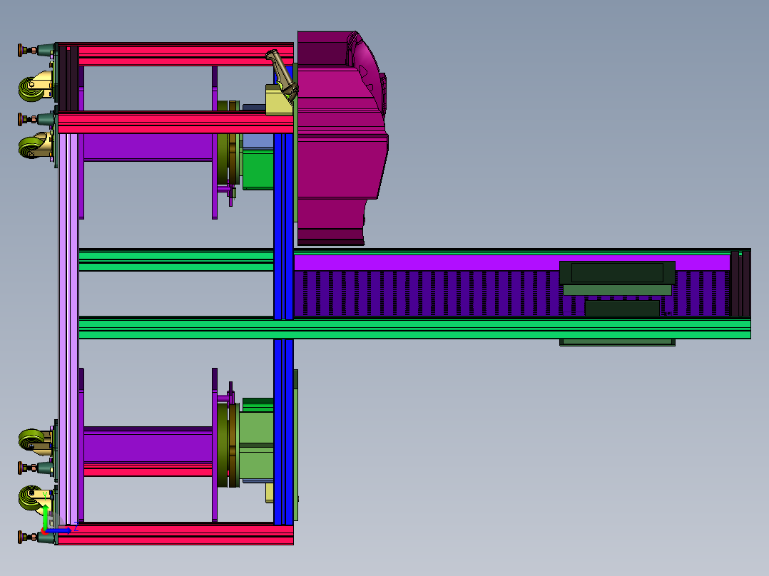 座椅靠背组件的组装装置左视图