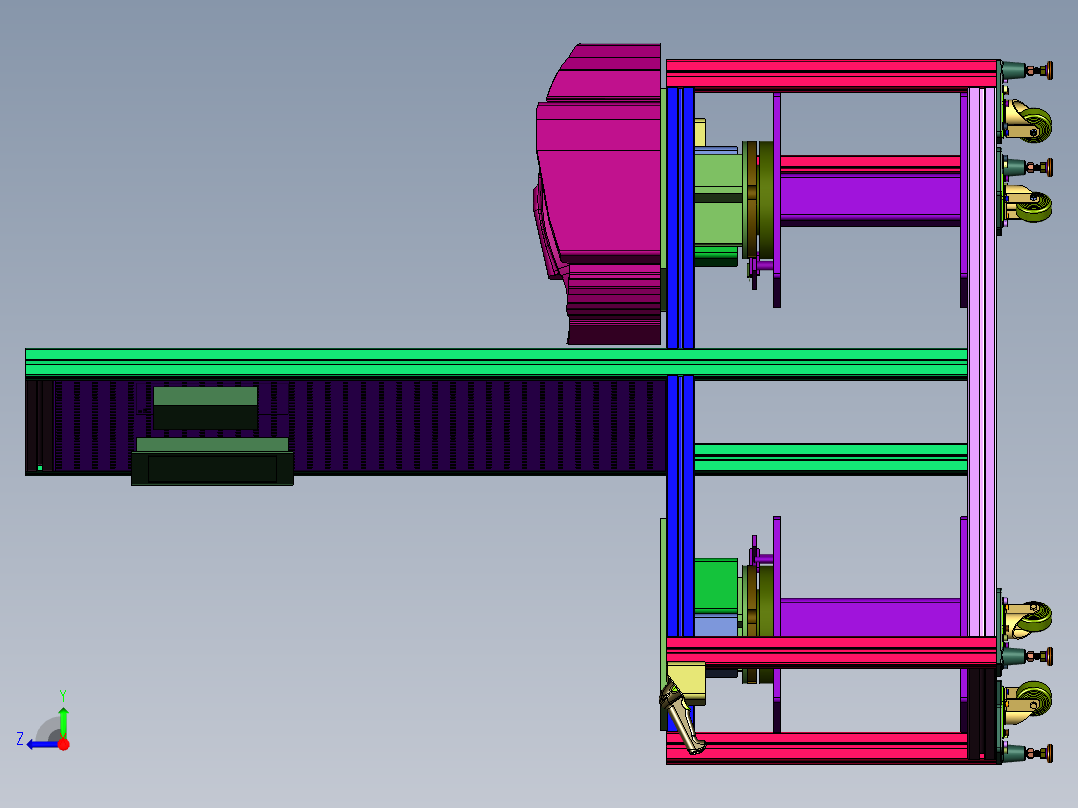 座椅靠背组件的组装装置右视图