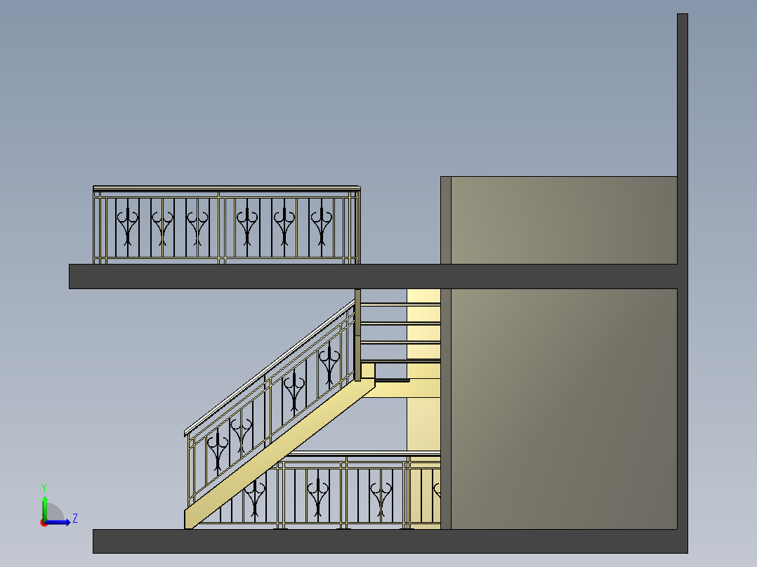 A2004390-装饰性楼梯左视图