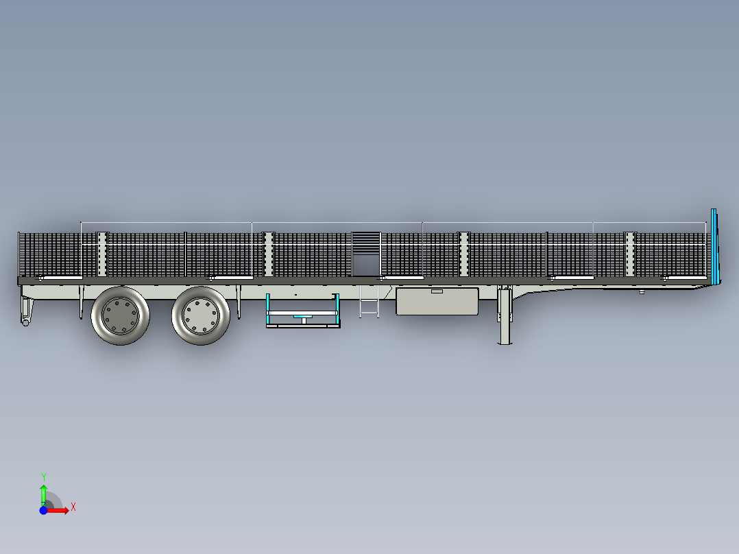 A2004601-木地板平板拖车前视图