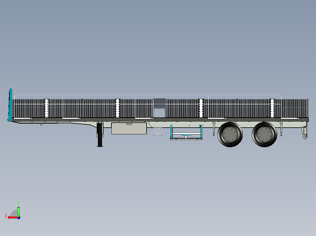 A2004601-木地板平板拖车后视图