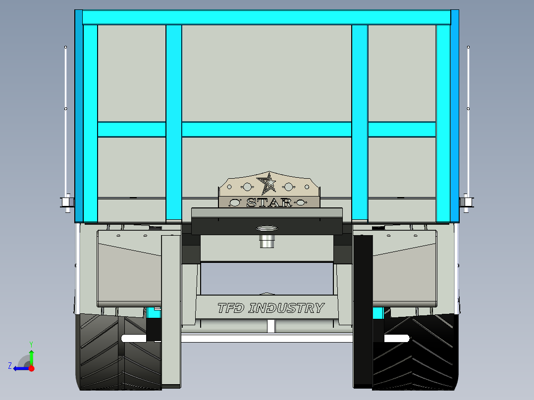 A2004601-木地板平板拖车右视图