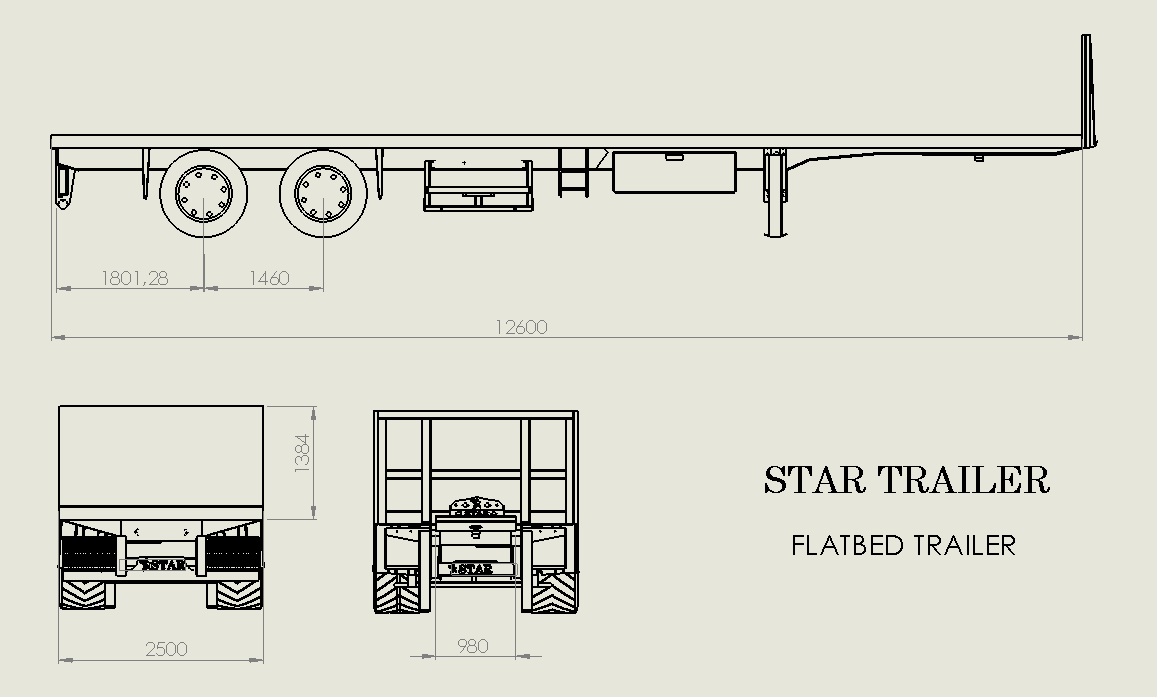 A2004601-木地板平板拖车