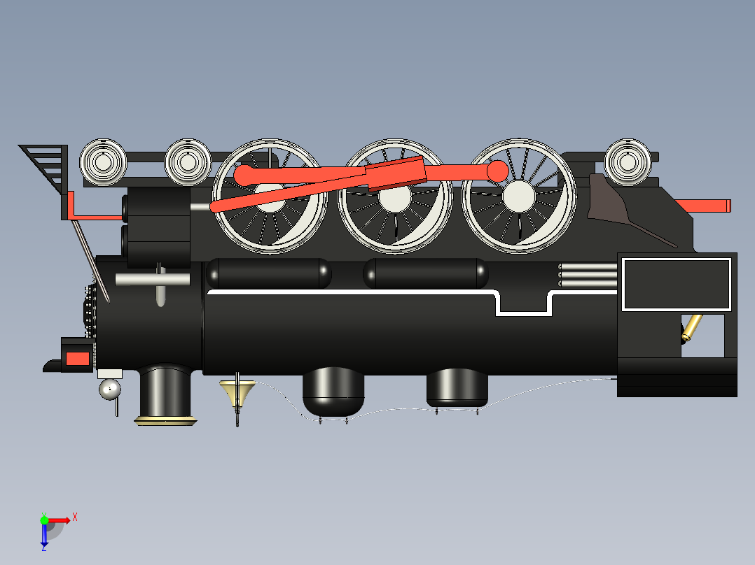 火车机车列车steam-locomotive-353-model-1837-模型格式为 igs俯视图