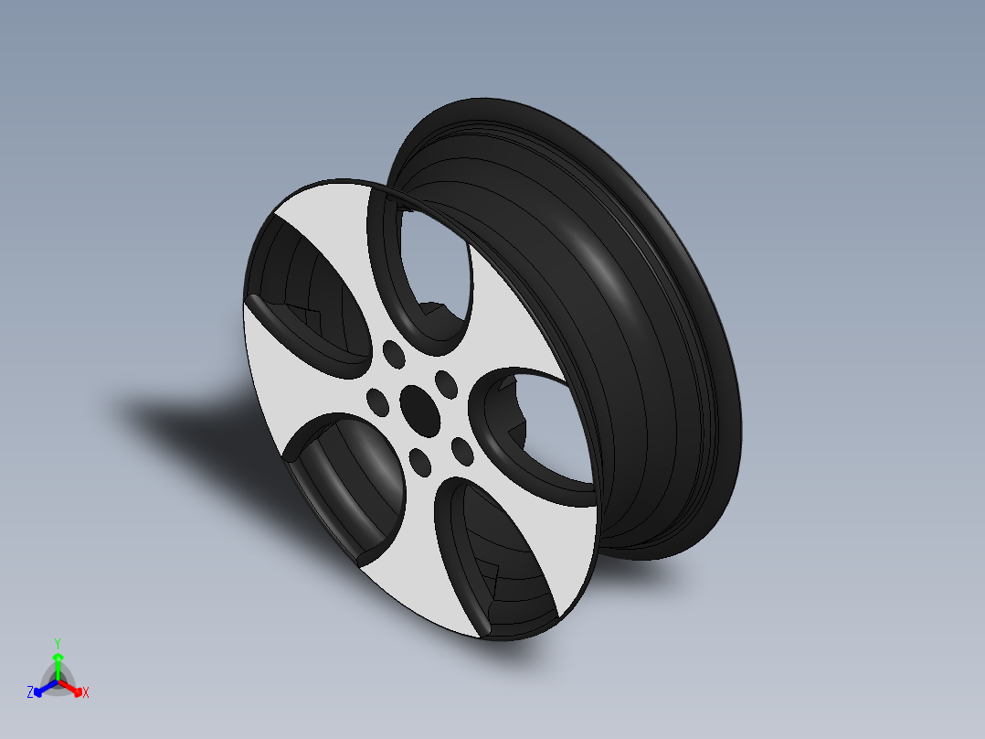 大众高尔夫4 17英寸轮圈正等轴测图