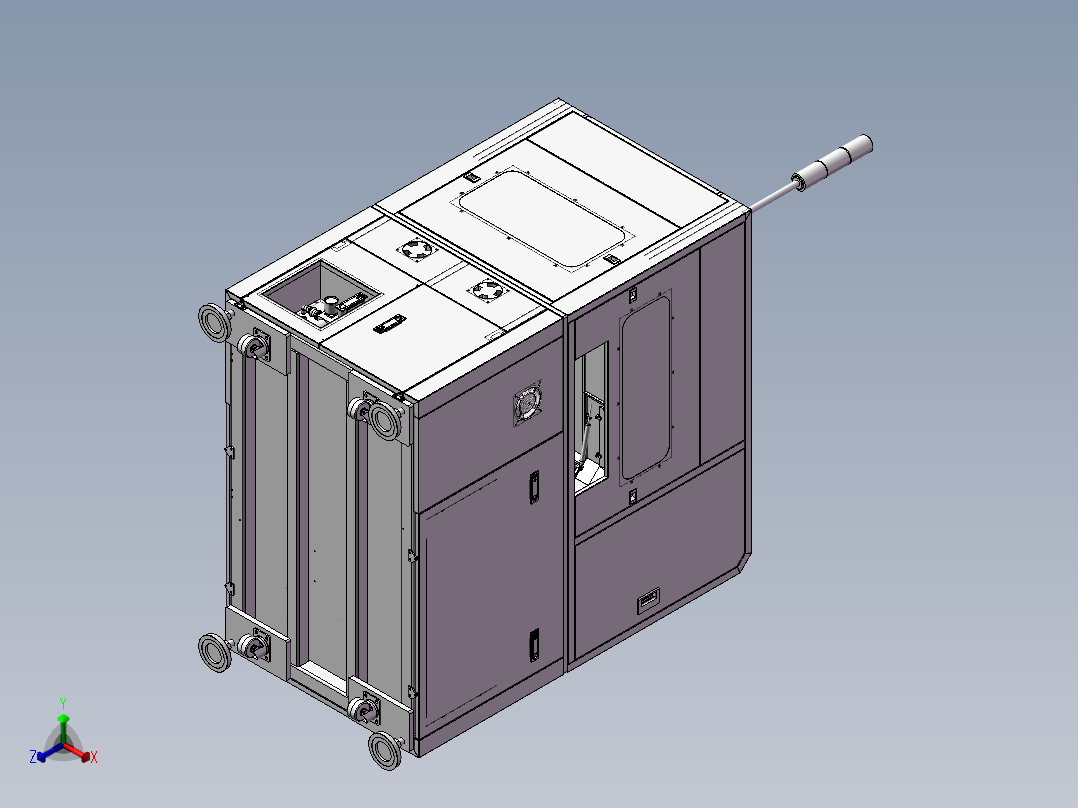 SMT在线式自动贴二维码机（手机PCB板贴条码设备）正等轴测图