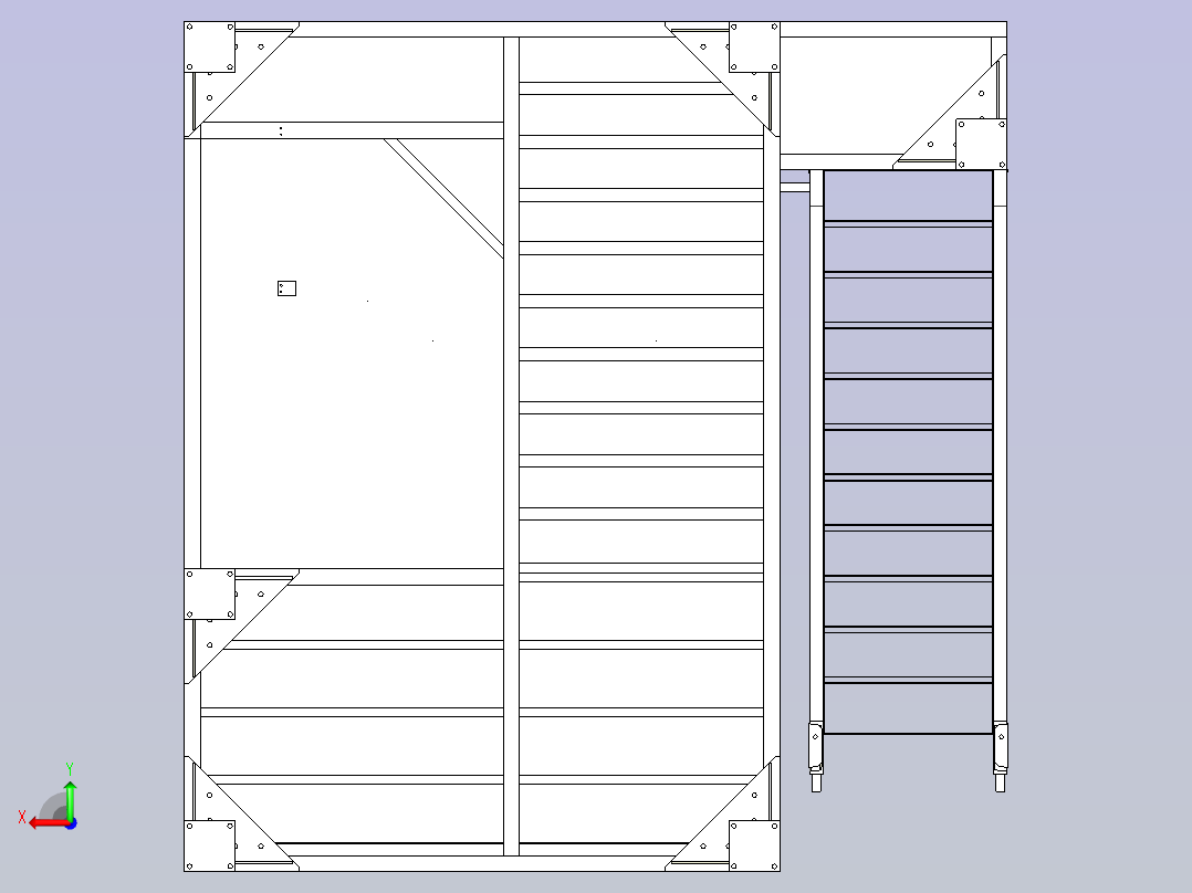 木质托盘存放钢结构平台设计后视图