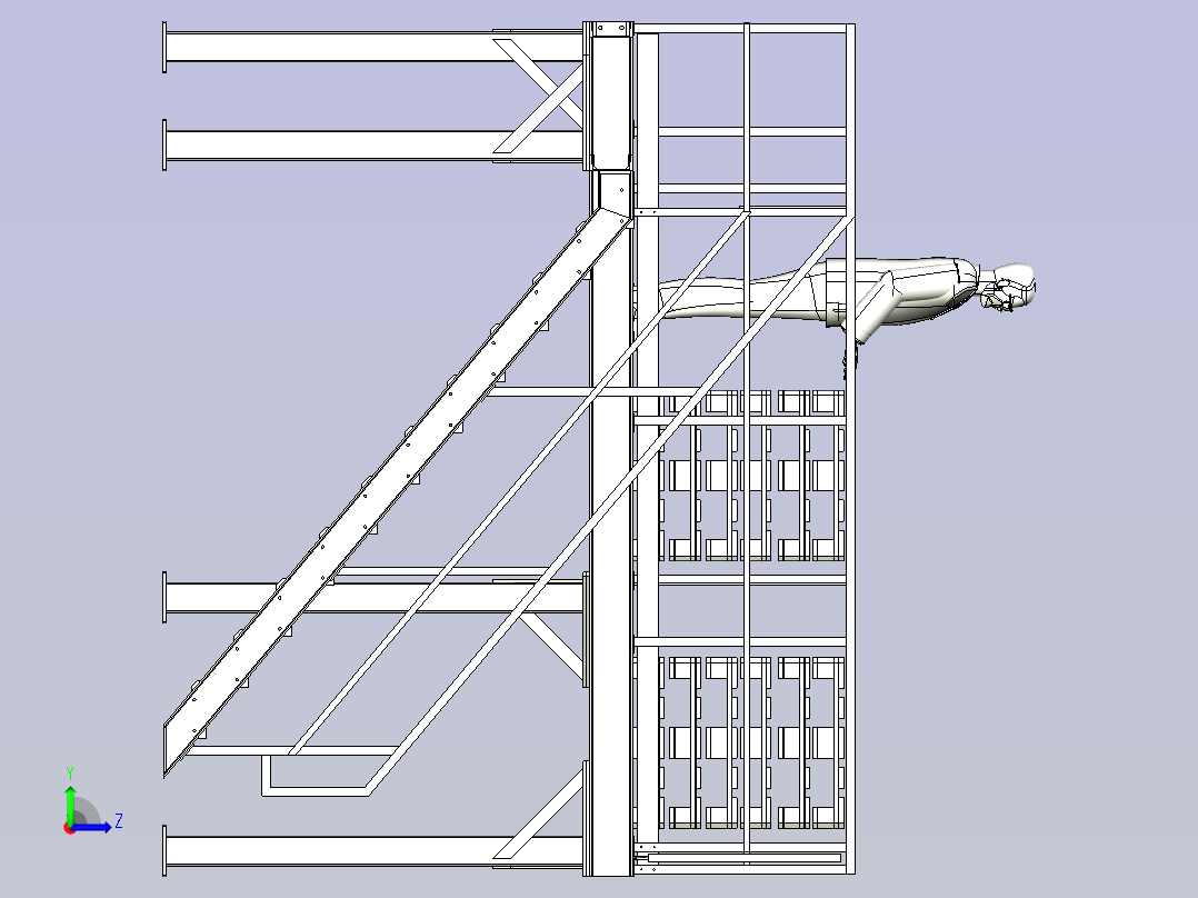 木质托盘存放钢结构平台设计左视图