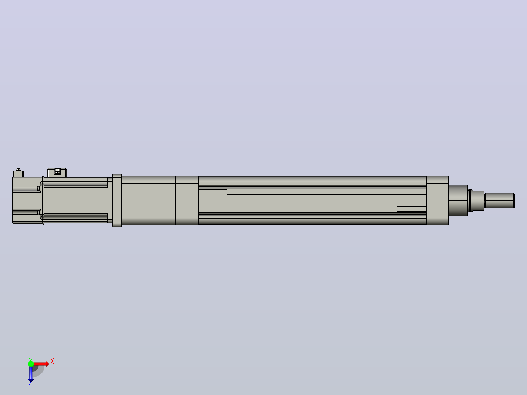MTE50-200-D-M400W-A-S3 MTE50电动缸 最大负载100kg 最大推力1280N 400W电机直接安装俯视图