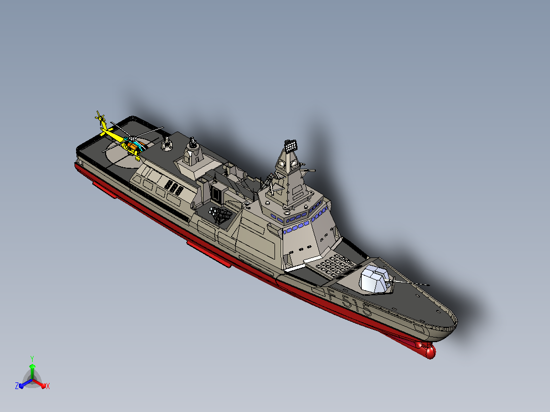 隐身驱逐舰CATIA V5 r21模型前视图