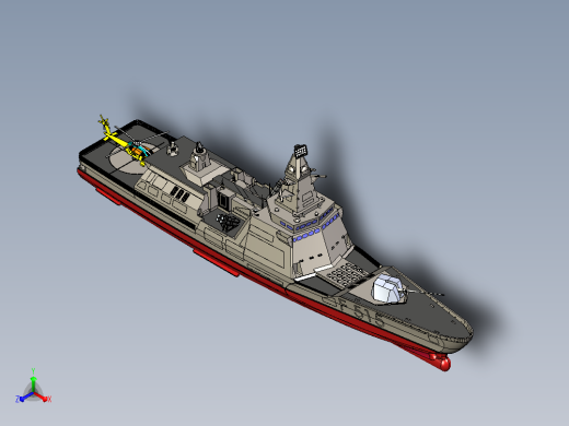 隐身驱逐舰CATIA V5 r21模型正等轴测缩略图