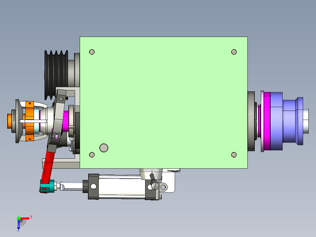 气动夹头装配总成俯视图