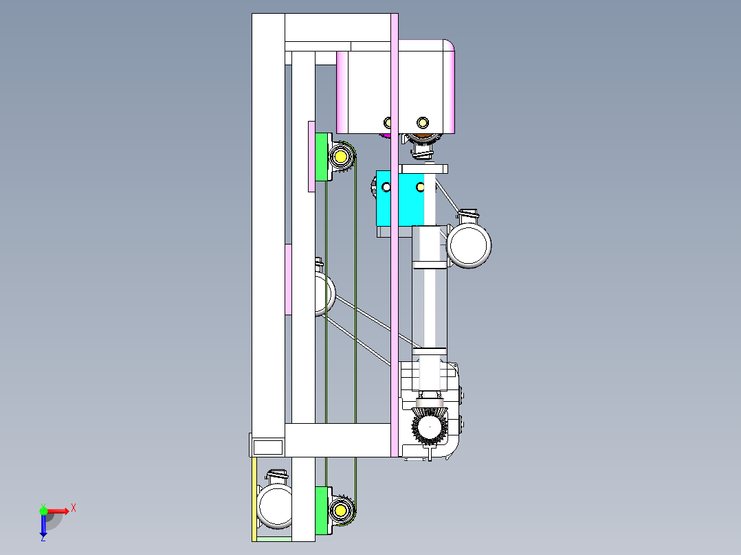 木材找圆旋切一体机俯视图