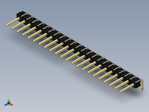彩色公排针 100mil 2.54mm 系列-DS1022_black_1x22p_100mil_TypeD_rev1.0