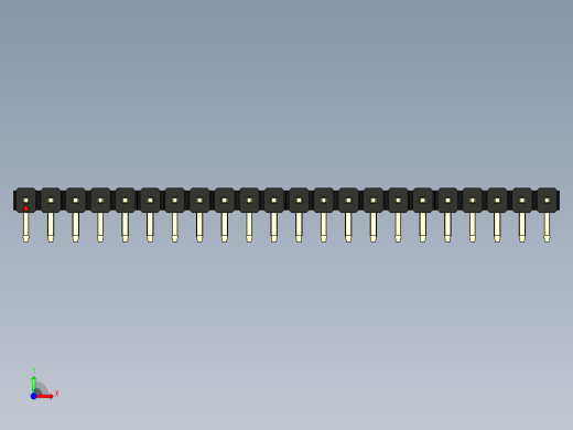 彩色公排针 100mil 2.54mm 系列-DS1022_black_1x22p_100mil_TypeD_rev1.0前视缩略图