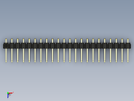 彩色公排针 100mil 2.54mm 系列-DS1022_black_1x22p_100mil_TypeD_rev1.0俯视缩略图