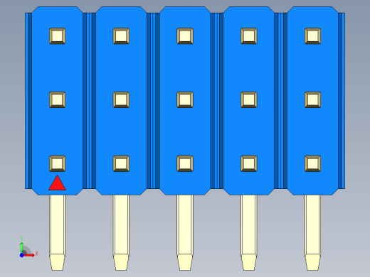彩色公排针 100mil 2.54mm 系列-DS1022_blue_3x05p_100mil_TypeD_rev1.0前视缩略图