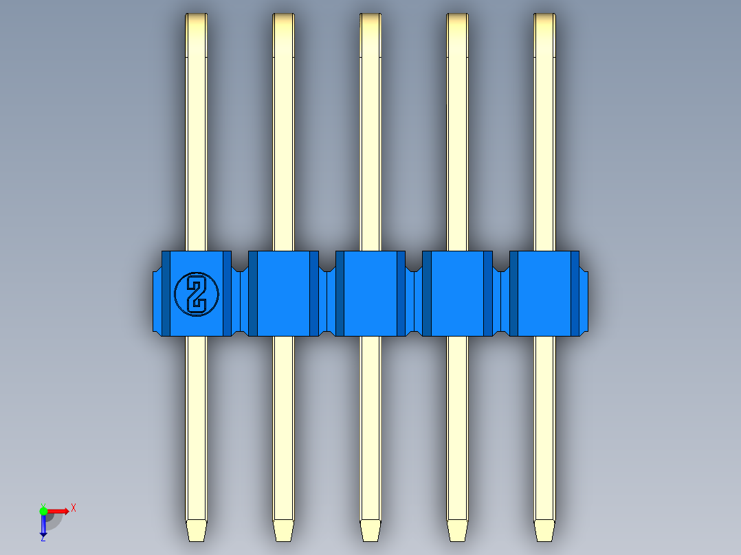 彩色公排针 100mil 2.54mm 系列-DS1022_blue_3x05p_100mil_TypeD_rev1.0俯视图