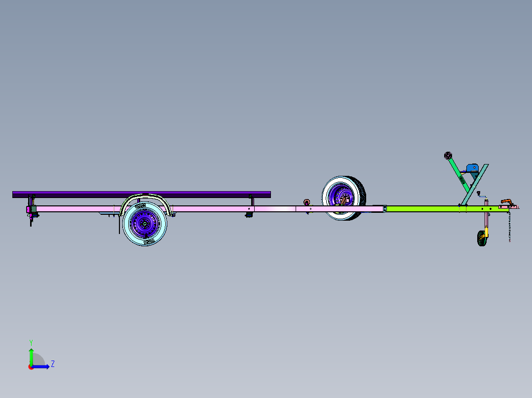 小型可调牵引型冲锋舟拖车左视图