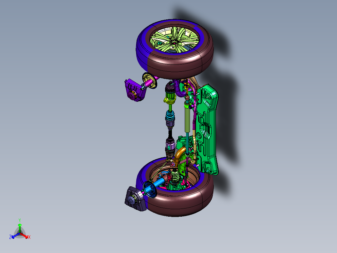悬挂系统组件包括前桥、转向节、轮毂和轮胎