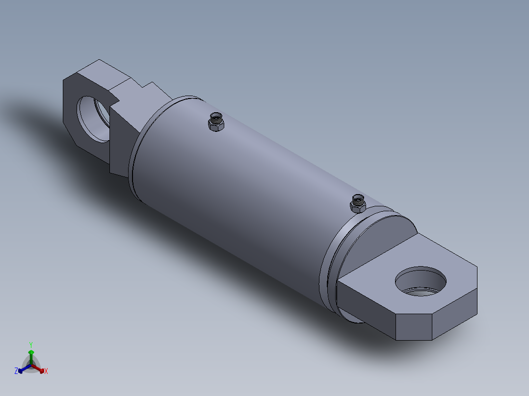 高压液压缸（带前后眼）160x90x246 mm正等轴测图