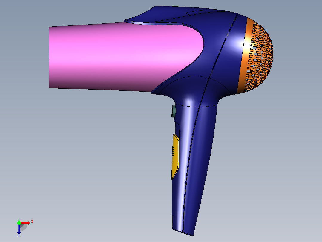 吹风机3D模型俯视图