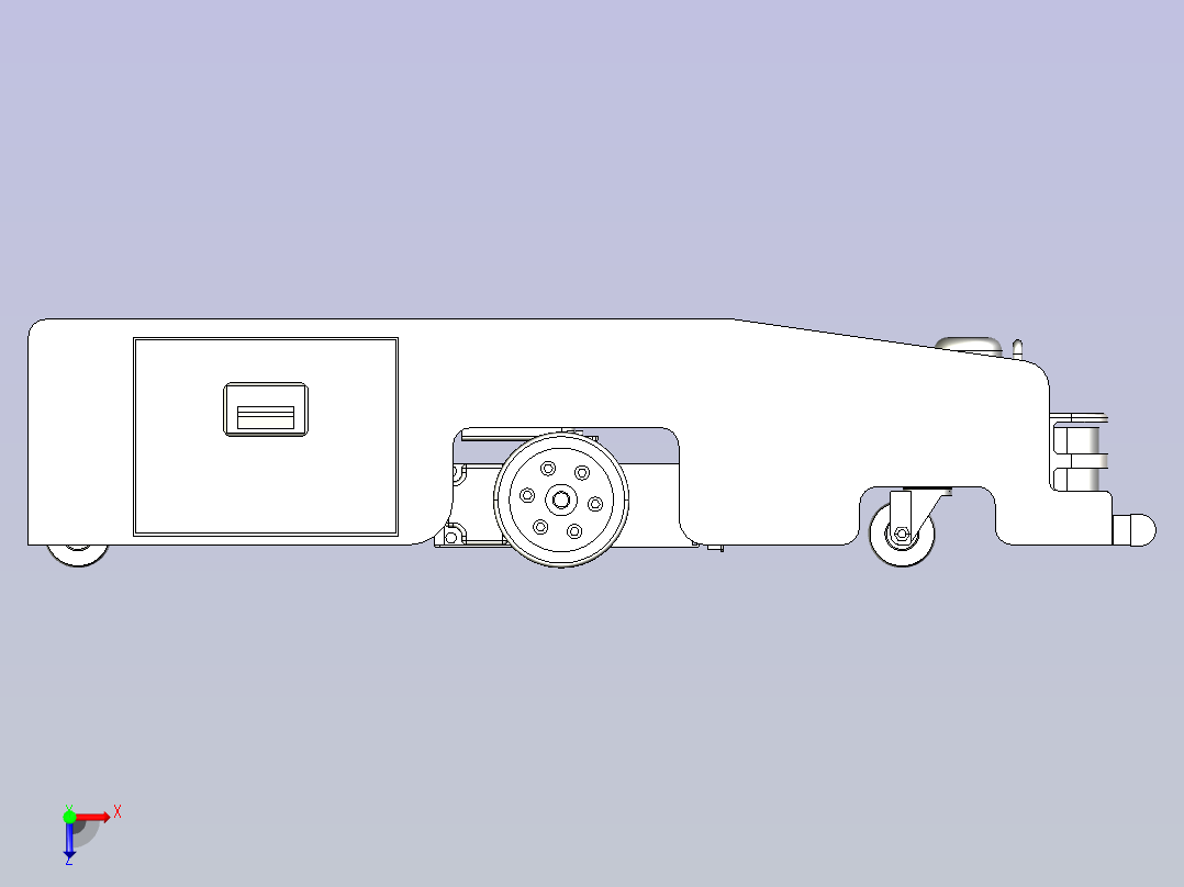 潜伏牵引型AGV小车3D图俯视图