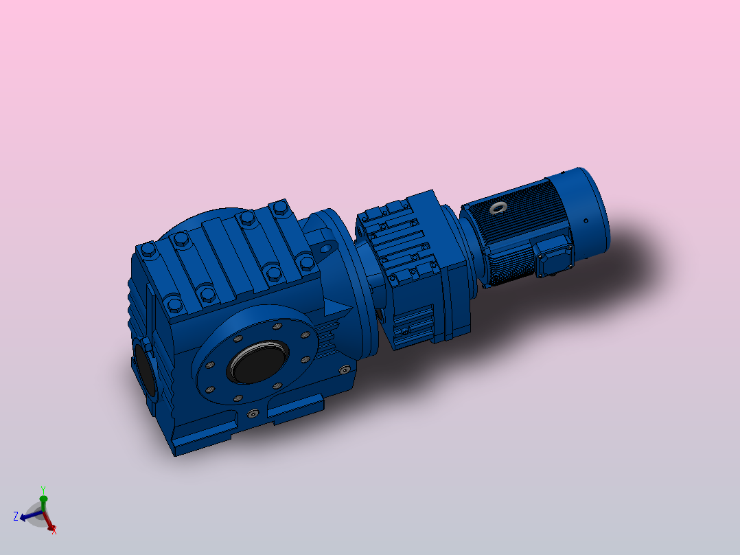 SA87R57组合式斜齿-蜗轮蜗杆减速机SA87R57-Y0.25-4P-1631-M1-0°-B主视图