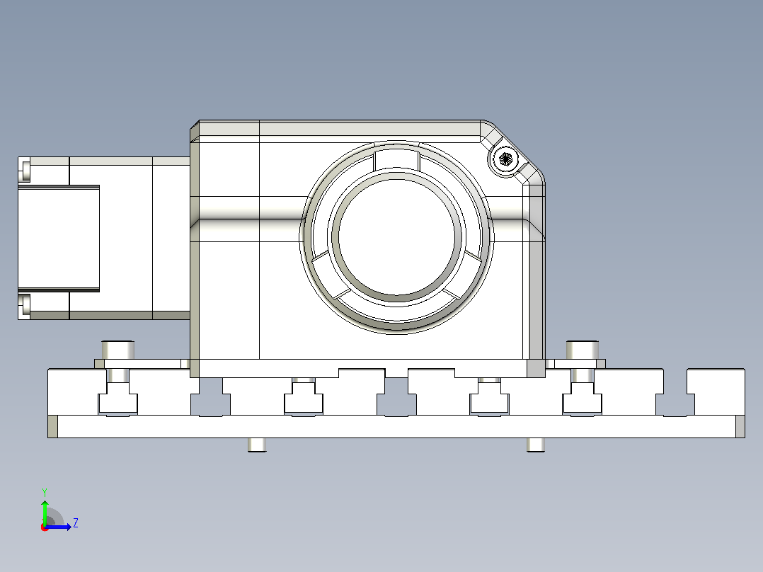 雕刻机铣床旋转工作台3D模型左视图